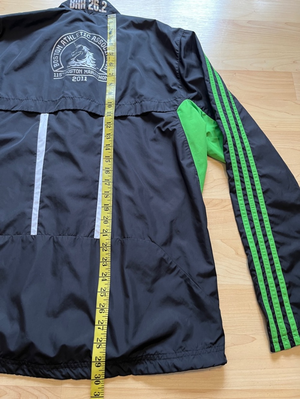 adidas Boston Marathon Running Jacket 3 Stripes Supernova Men's L - Picture 12 of 12